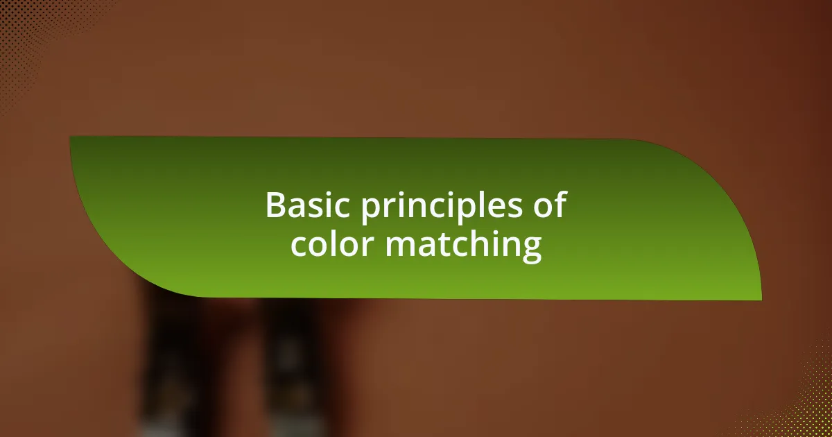 Basic principles of color matching