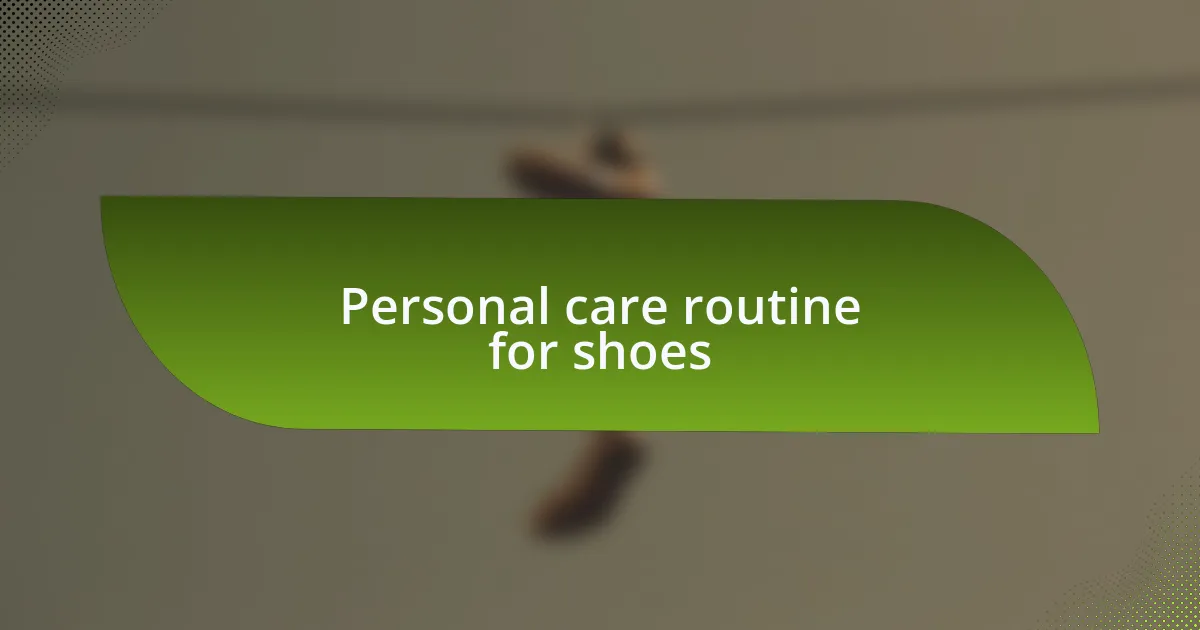 Personal care routine for shoes