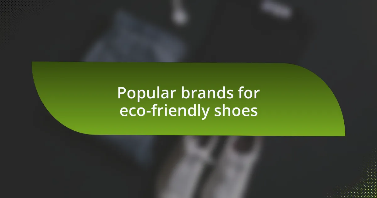 Popular brands for eco-friendly shoes