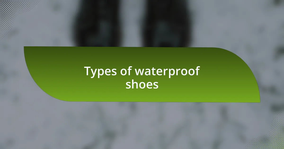 Types of waterproof shoes